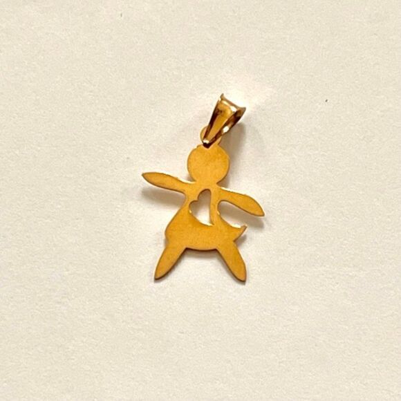 14k Solid Gold Little Girl Charm Pendant - Minimalist Jewelry Gift for Sister | - Picture 10 of 10